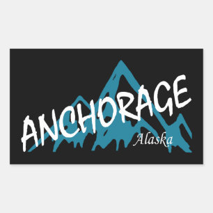 Sticker Rectangulaire Anchorage Alaska Mountains
