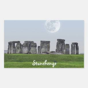 Sticker Rectangulaire Ancien Stonehenge et Moon Salisbury, Angleterre