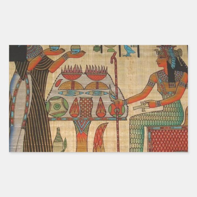 STICKER RECTANGULAIRE ANCIENNE EGYPTE MUR MURAL (Devant)