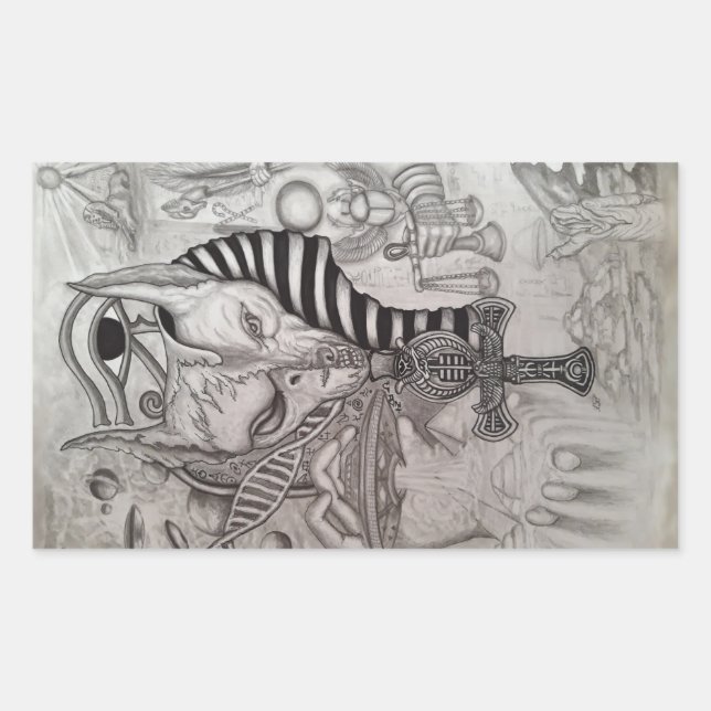 Sticker Rectangulaire Anciens Aliens, Anubis (Devant)
