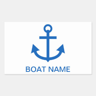 Sticker Rectangulaire Ancre Bleu Personnalisé Votre Nom De Bateau