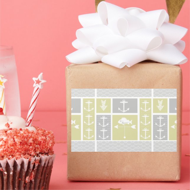 Sticker Rectangulaire Ancre marine jaune et gris Vane météorologique (Fête)