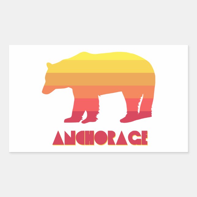 Sticker Rectangulaire Ancre Ours arc-en-ciel de l'Alaska (Devant)