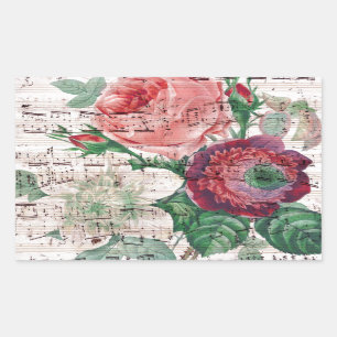 Sticker Rectangulaire Anemone Music Shabby Chic