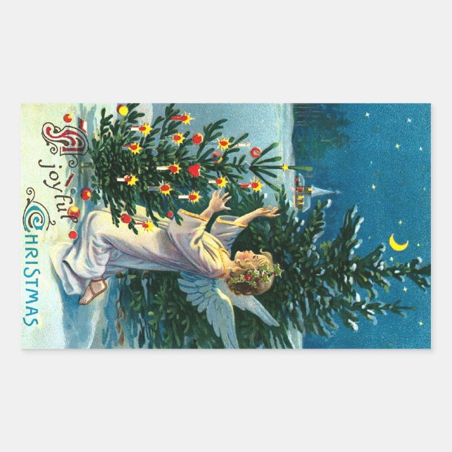 Sticker Rectangulaire Ange Décoration Arbre de Noël 2 (Devant)