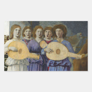 Sticker Rectangulaire ANGE FAISANT DE LA MUSIQUE À NOËL par PIERO DELLA