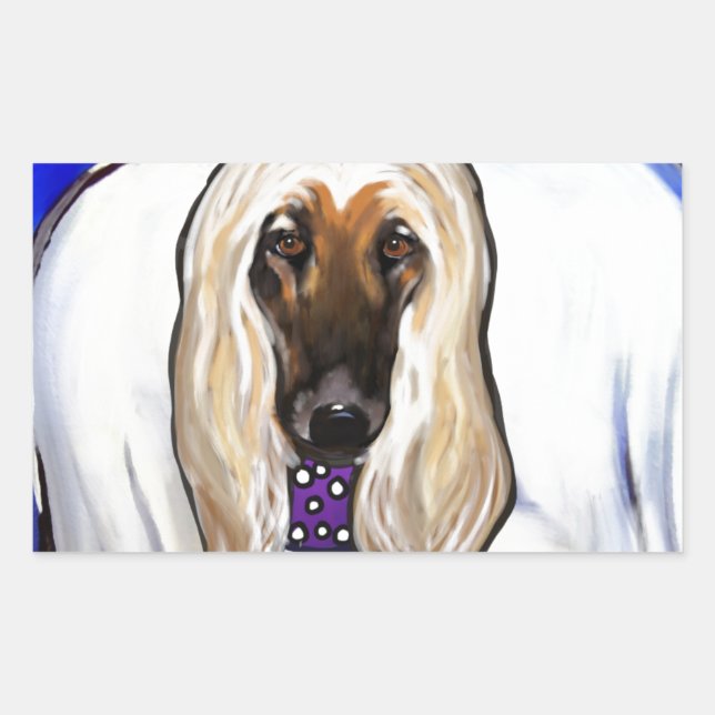 Sticker Rectangulaire Ange Lévrier Afghan (Devant)