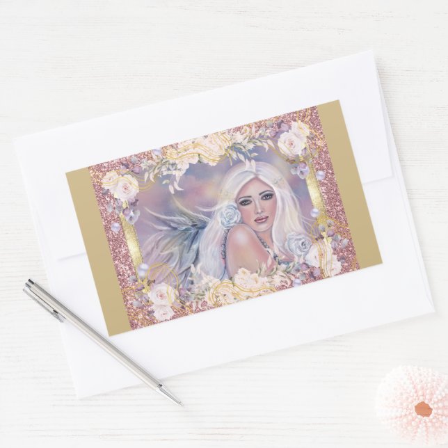 Sticker Rectangulaire Angel au soleil du matin par Renee Lavoie (Enveloppe)