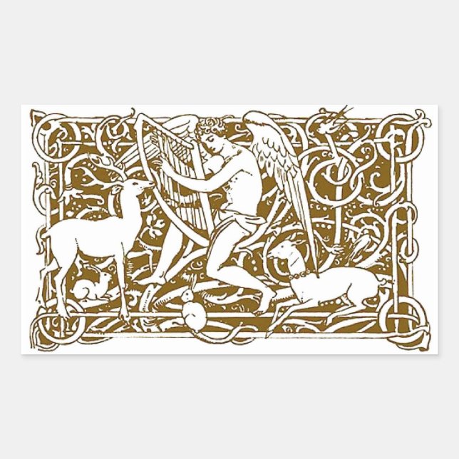 Sticker Rectangulaire Angel avec Harpe (Devant)