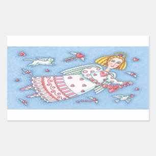 Sticker Rectangulaire ANGEL DE FOLLE DU COEUR Feuille D'ÉTIQUETTE