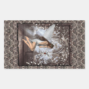Sticker Rectangulaire Angel et sa colombe