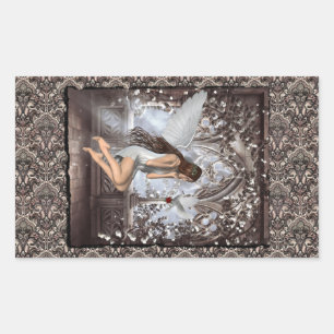 Sticker Rectangulaire Angel gothique et sa colombe