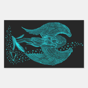 Sticker Rectangulaire Angel perdu en amour, noir et vert Design