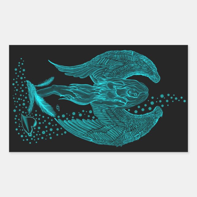 Sticker Rectangulaire Angel perdu en amour, noir et vert Design (Devant)