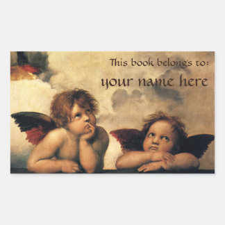 Sticker Rectangulaire Anges de la Madone Sixtine par Raphaël, Art de la