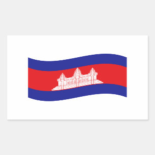 Sticker Rectangulaire Angkor Vat Drapeau Cambodgien Vague