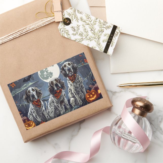 Sticker Rectangulaire Anglais Setter Halloween Éffrayant (Cadeaux)