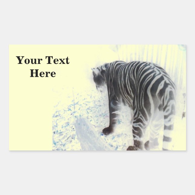 Sticker Rectangulaire Animal sauvage de Tigre blanc (Devant)