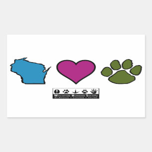 Sticker Rectangulaire Animaux de coeurs du Wisconsin