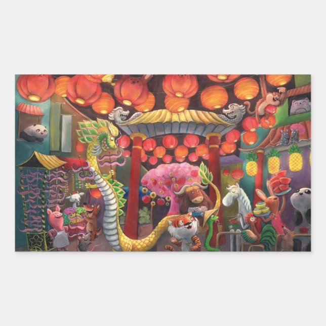 Sticker Rectangulaire Animaux en Chine (Devant)