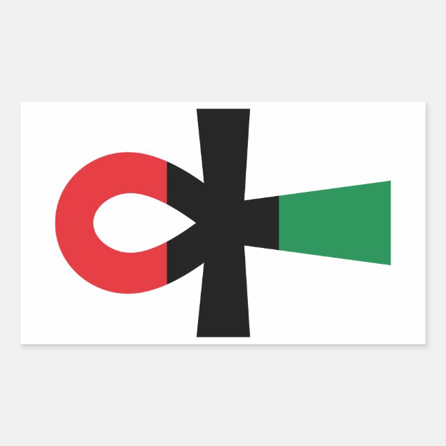 Sticker Rectangulaire Ankh rouge, noir et vert (Devant)