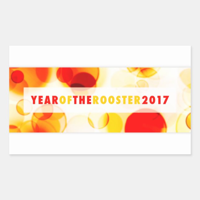 Sticker Rectangulaire année du coq 2017 (bokeh) (Devant)