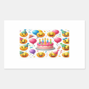 Sticker Rectangulaire Anniversaire Célébration Emoji Set