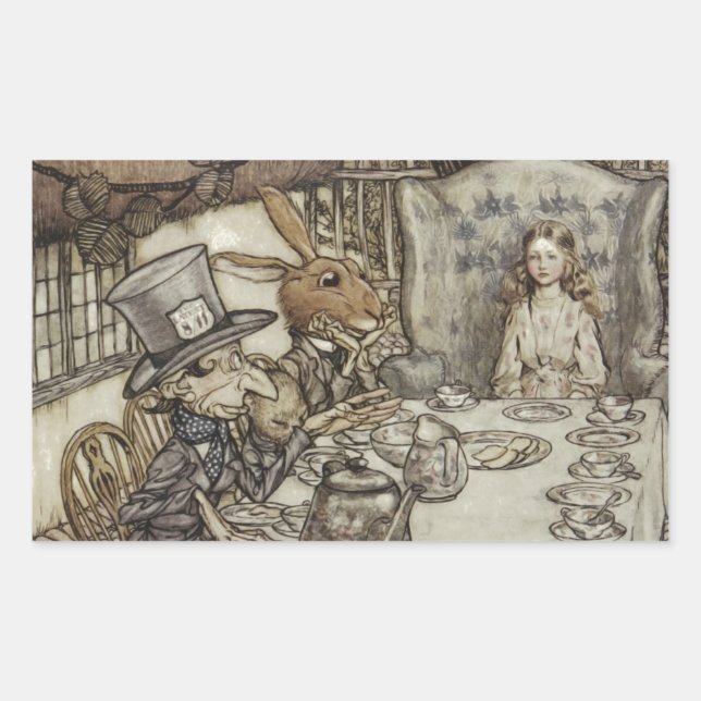 Sticker Rectangulaire Anniversaire d'Alice Fête d'anniversaire sans occa (Devant)
