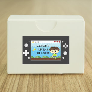 Sticker Rectangulaire Anniversaire de enfant de contrôleur de jeu vidéo 