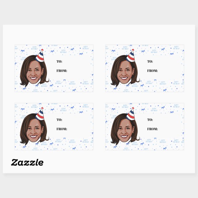 Sticker Rectangulaire Anniversaire de Kamala Harris (Feuille)