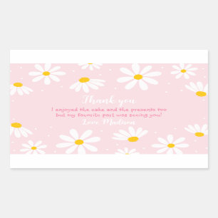 Sticker Rectangulaire Anniversaire de la marguerite rose