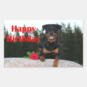 Sticker Rectangulaire anniversaire heureux de rottweiler
