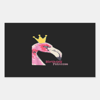 Sticker Rectangulaire Anniversaire Princesse Flamant rose fille | Flaman