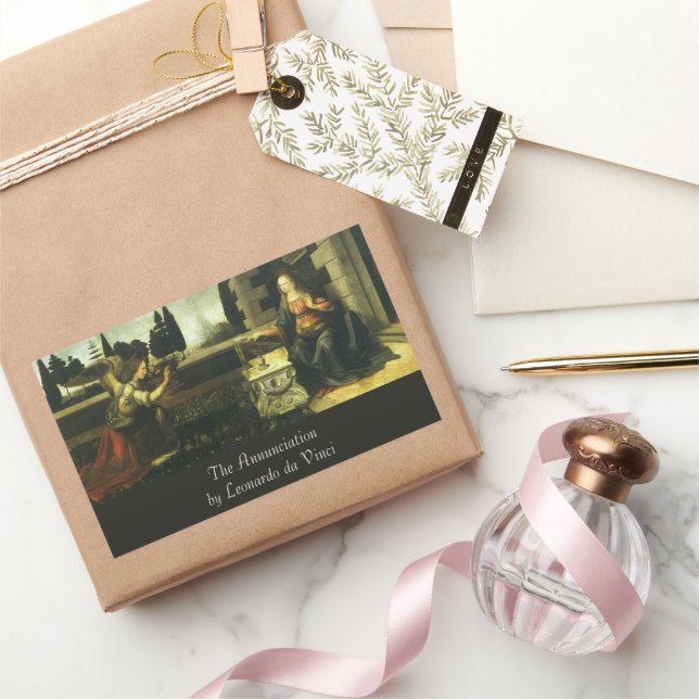 Sticker Rectangulaire Annonciation du Seigneur par Léonard de Vinci (Cadeaux)