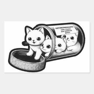 Sticker Rectangulaire Antidépresseurs Kitty Cats