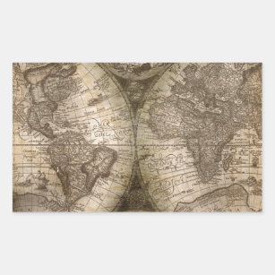 Sticker Rectangulaire Antique Historique Ancien Monde Atlas Continents