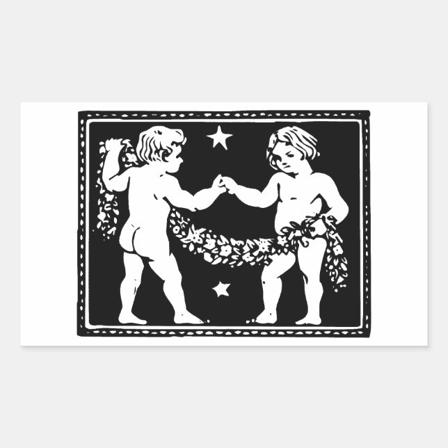 Sticker Rectangulaire Antique Renaissance médiévale Zodiac Gemini (Devant)