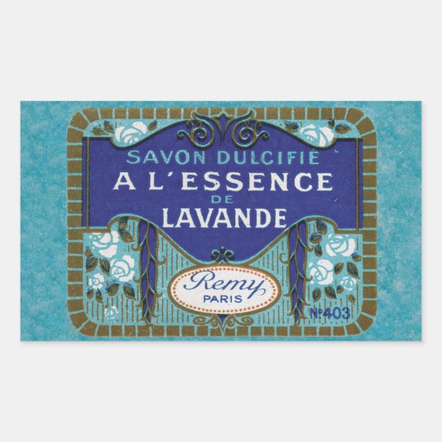 Sticker Rectangulaire Antique savon en lavande française (Devant)