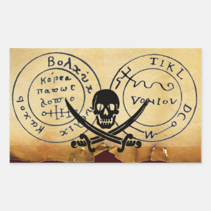 STICKER RECTANGULAIRE ANTIQUE TALISMAN / PIRATES CARTE DU TRÉSOR
