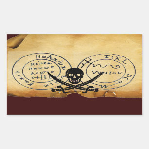 STICKER RECTANGULAIRE ANTIQUE TALISMAN / PIRATES CARTE DU TRÉSOR
