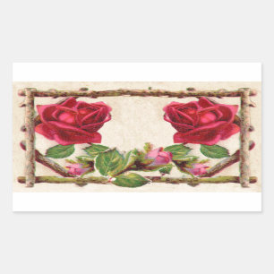 Sticker Rectangulaire Antique victorienne vintage ancienne rose rustique