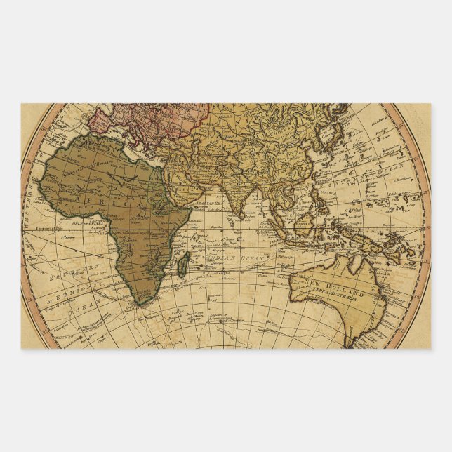 Sticker Rectangulaire Antique William Filament 1786 Eastern Hemisphere (Devant)