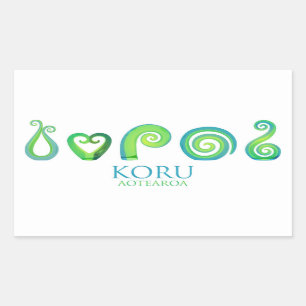 Sticker Rectangulaire Aotearoa Nouvelle-Zélande Koru - Vert