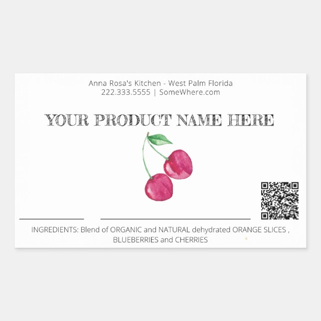 Sticker Rectangulaire ~* AP30 Fruit DÉHYDRATÉ QR - PHOTO CHEERY (Devant)