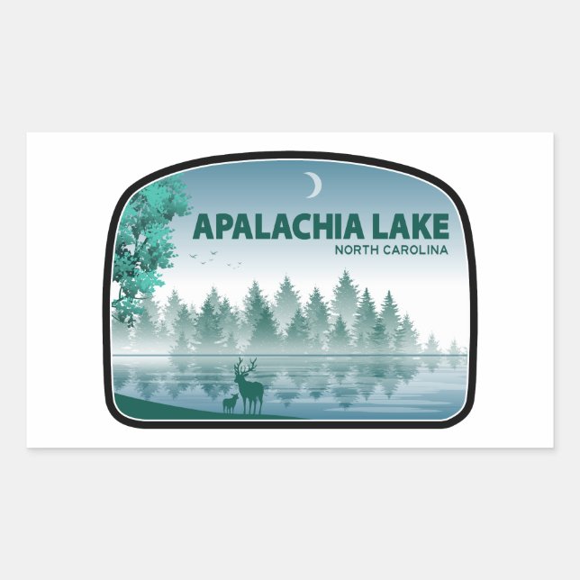 Sticker Rectangulaire Apalachia Lake Caroline du Nord Cerf (Devant)