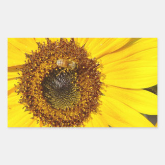 Sticker Rectangulaire apiculture sur timbre-poste de tournesol