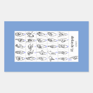 STICKER RECTANGULAIRE APPUI ALPHABET LANGUE DU SIGNE