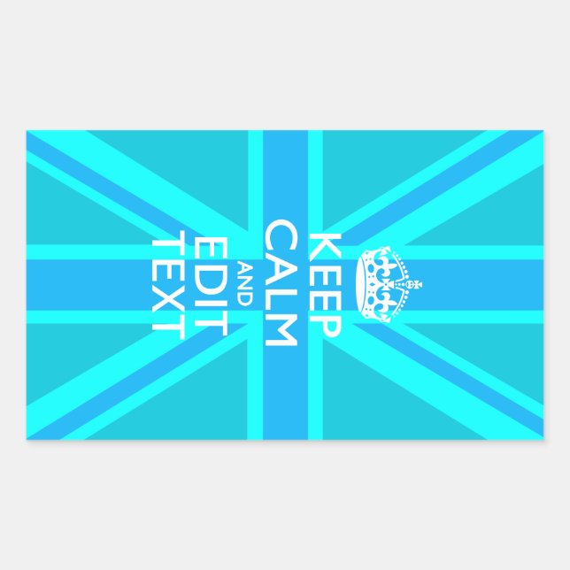 Sticker Rectangulaire Aqua Bleu Vibrant Gardez Le Calme Votre Texte Unio (Devant)