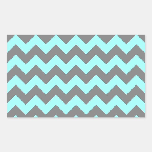Sticker Rectangulaire Aqua et gris Zigzag (Devant)
