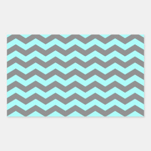 Sticker Rectangulaire Aqua et gris Zigzag